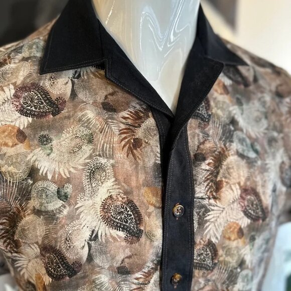 SAND Copenhagen Men's Collared Linen Shirt Denim Paisley - Picture 3 of 8